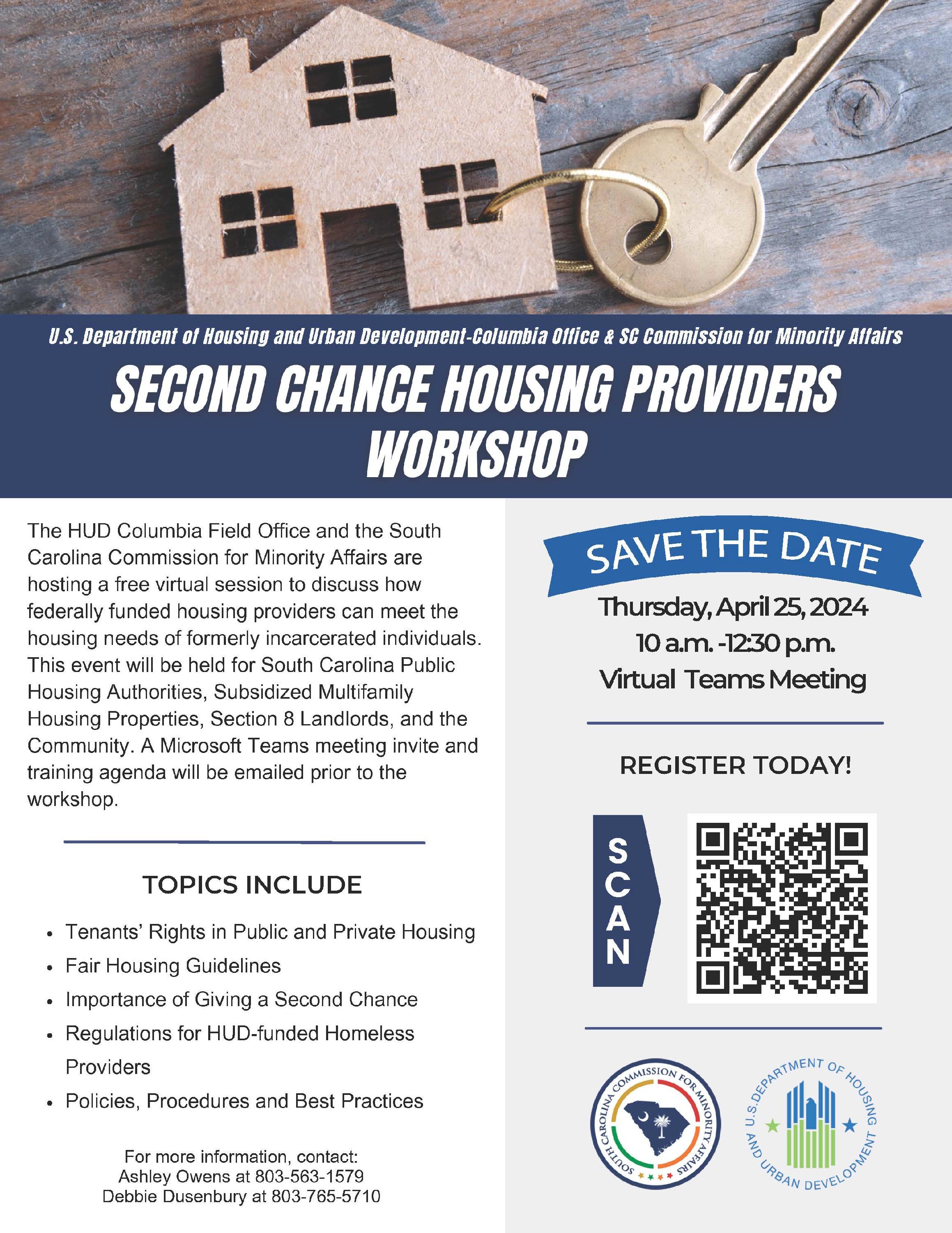 Second Chance Housing Providers Workshop Flyer